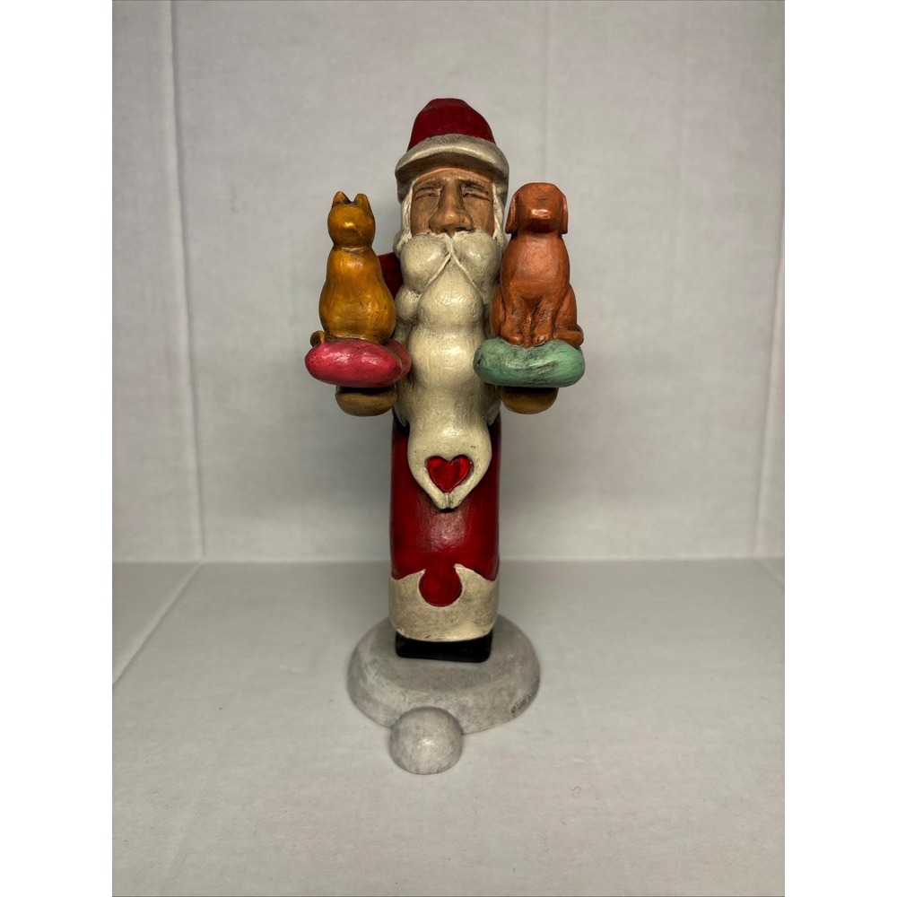 Christmas Demdaco SOON WOULD BE THERE Santa W/ Cat & Dog Rhett Johnson 2005 9"
